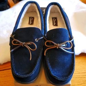 Clark's men's navy blue slippers sz 13 NWOT